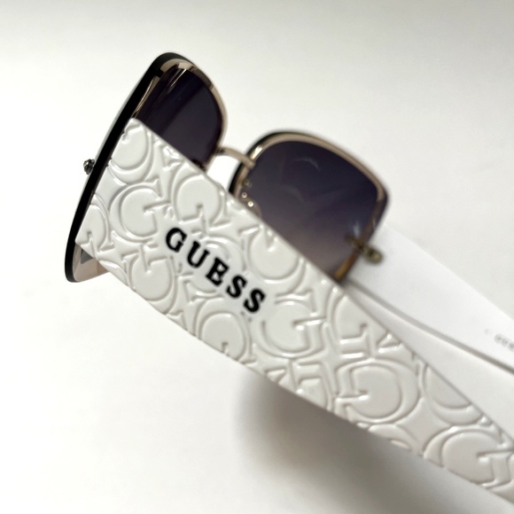 New Original GUESS Wrap Around Sunglasses GO00034 Acetate Embossed White - Picture 4 of 6